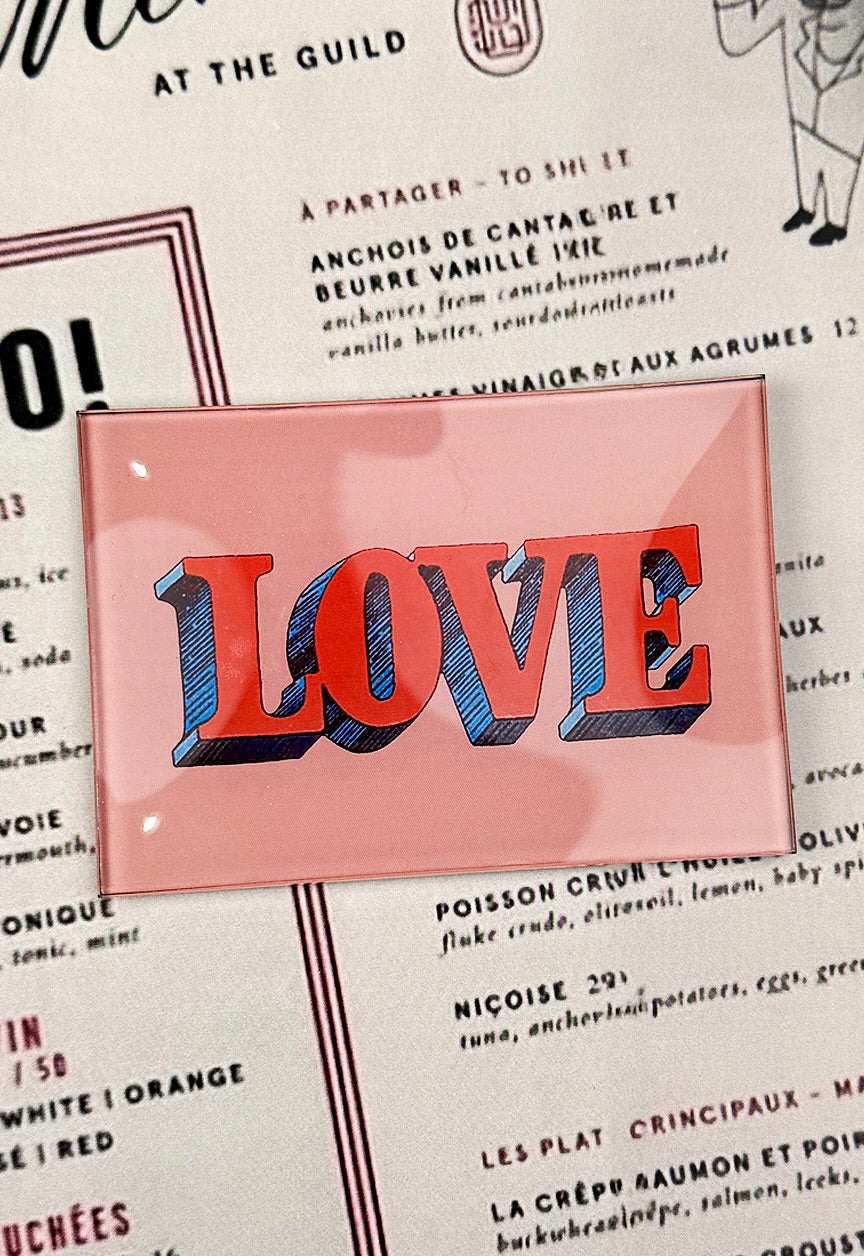 Love Vintage Text Decoupage Glass Tray