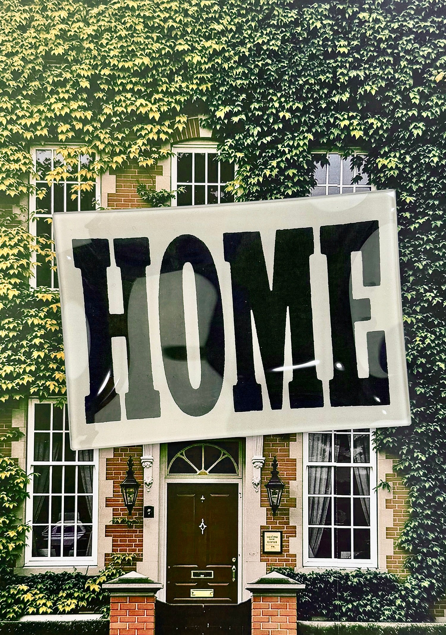 Home Block Decoupage Glass Tray