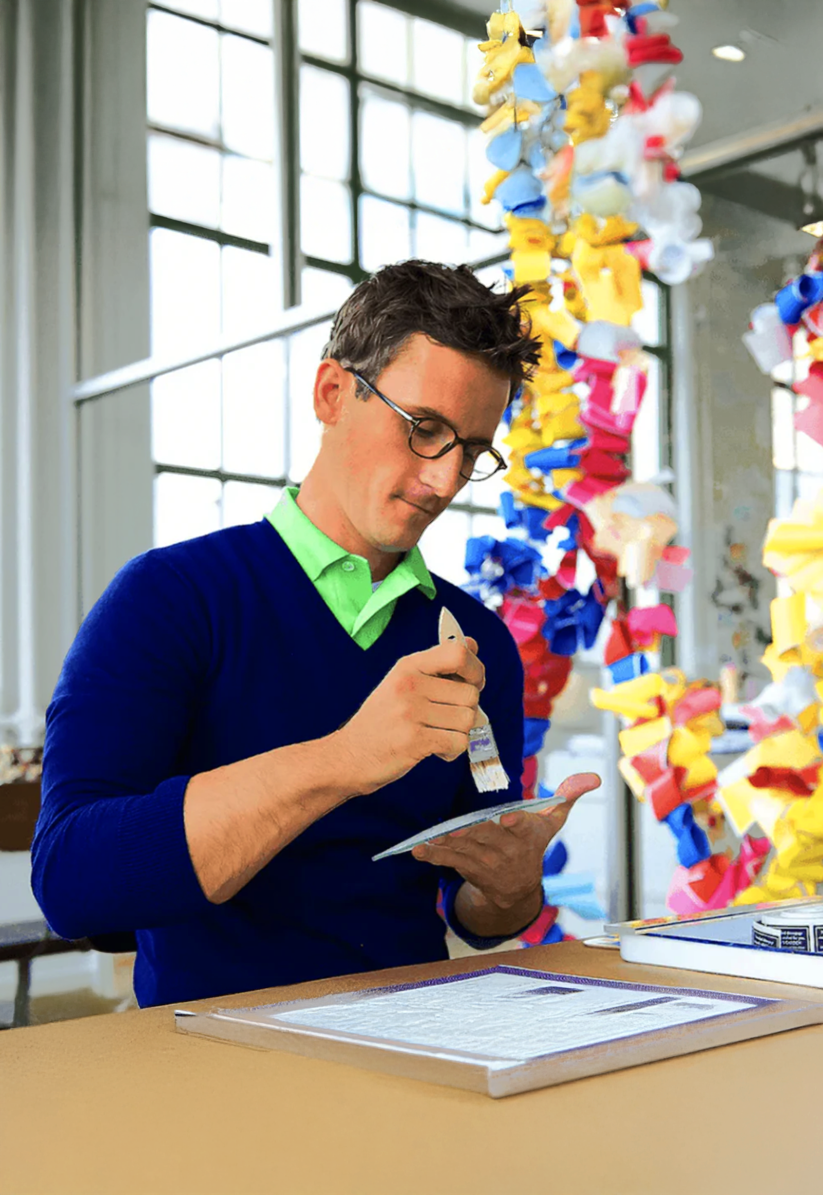 Antique Estate Key Decoupage Glass Tray