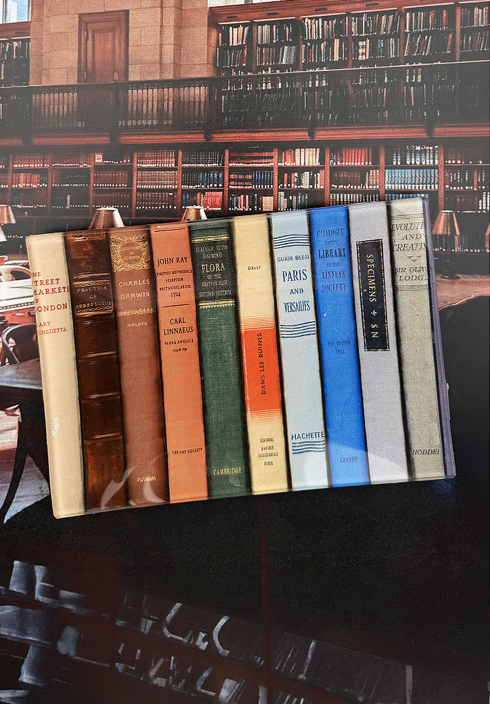 Library Reserve Decoupage Glass Tray