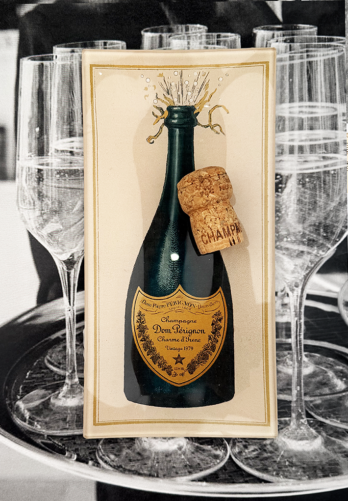 Dom Pérignon Brut Champagne Glass Decoupage Tray