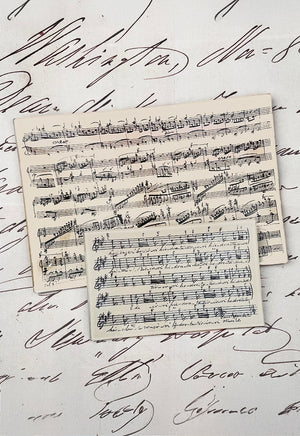 Hand-Notated 1800's Sheet-Music Score Decoupage Glass Tray