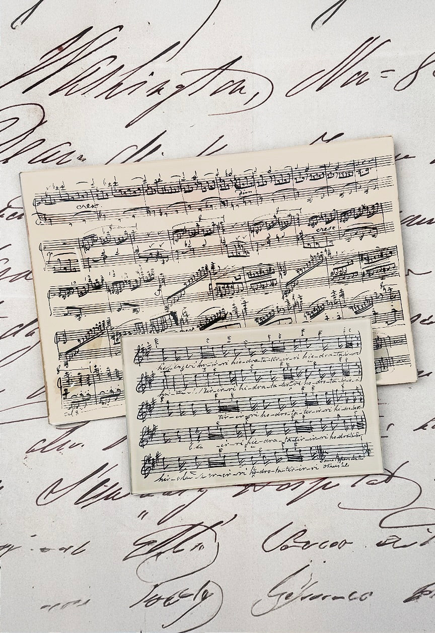 Handwritten Chopin Sheet-Music Decoupage Glass Tray