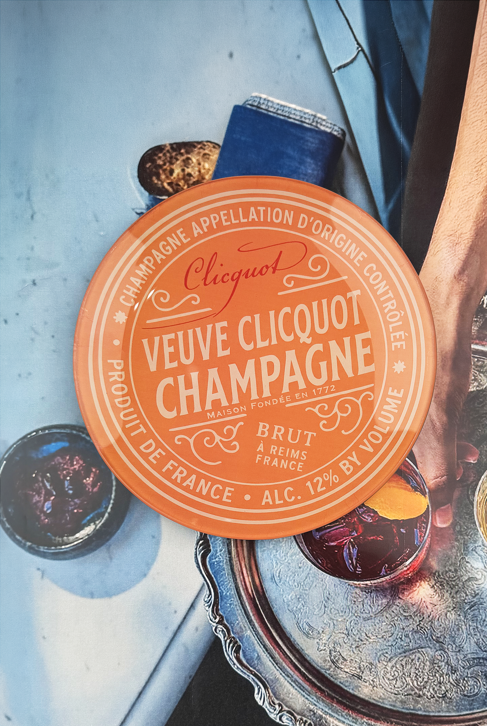 Veuve Cliciquot Champagne Brut (Orange) Round Decoupage Tray