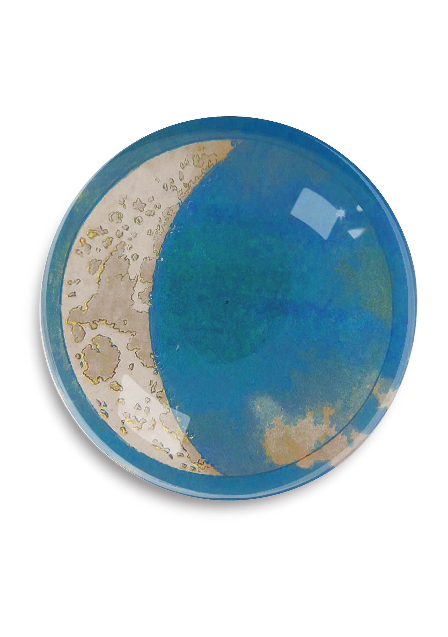 Crescent Moon Round Decoupage Tray