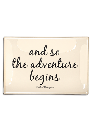 And So The Adventure Begins Decoupage Glass Tray
