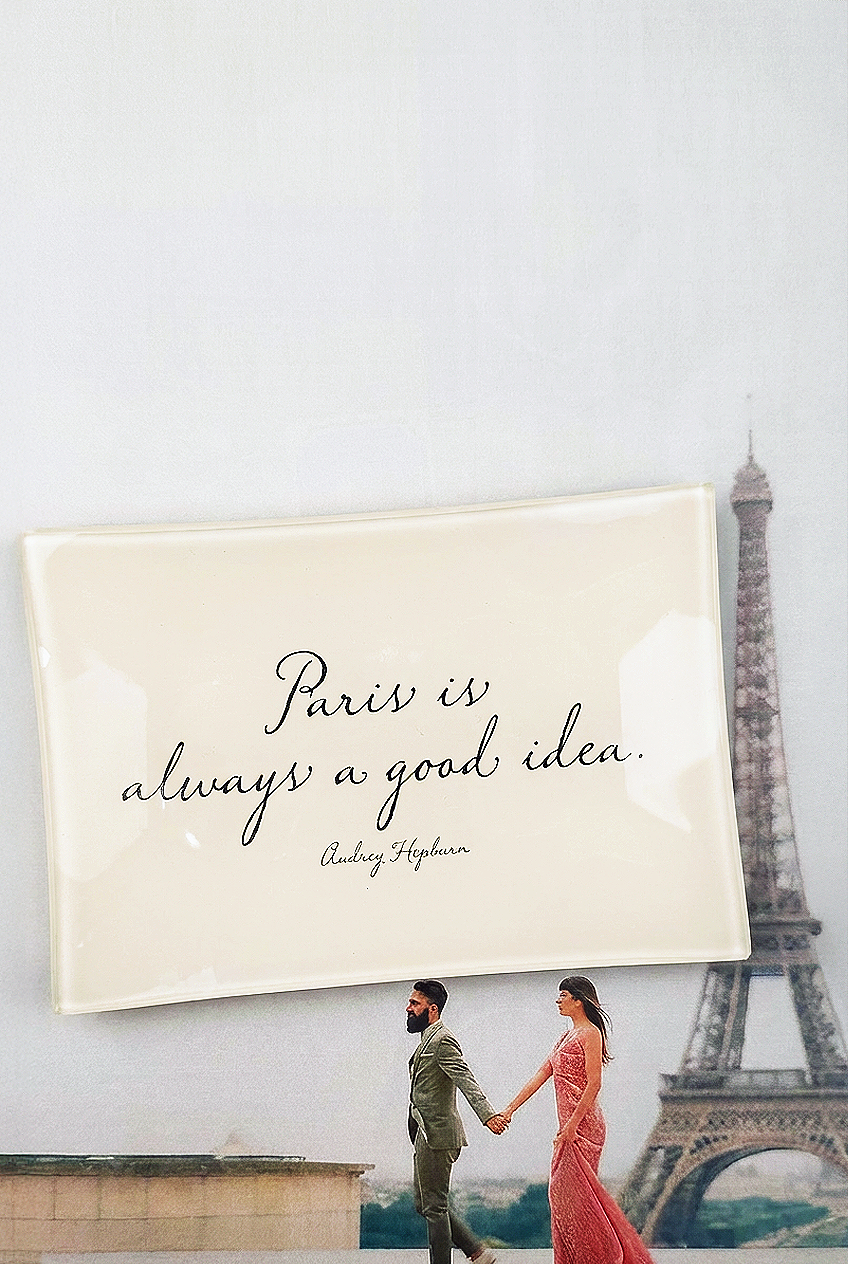 Paris Is Always A Good Idea Decoupage Glass Tray - Bensgarden.com