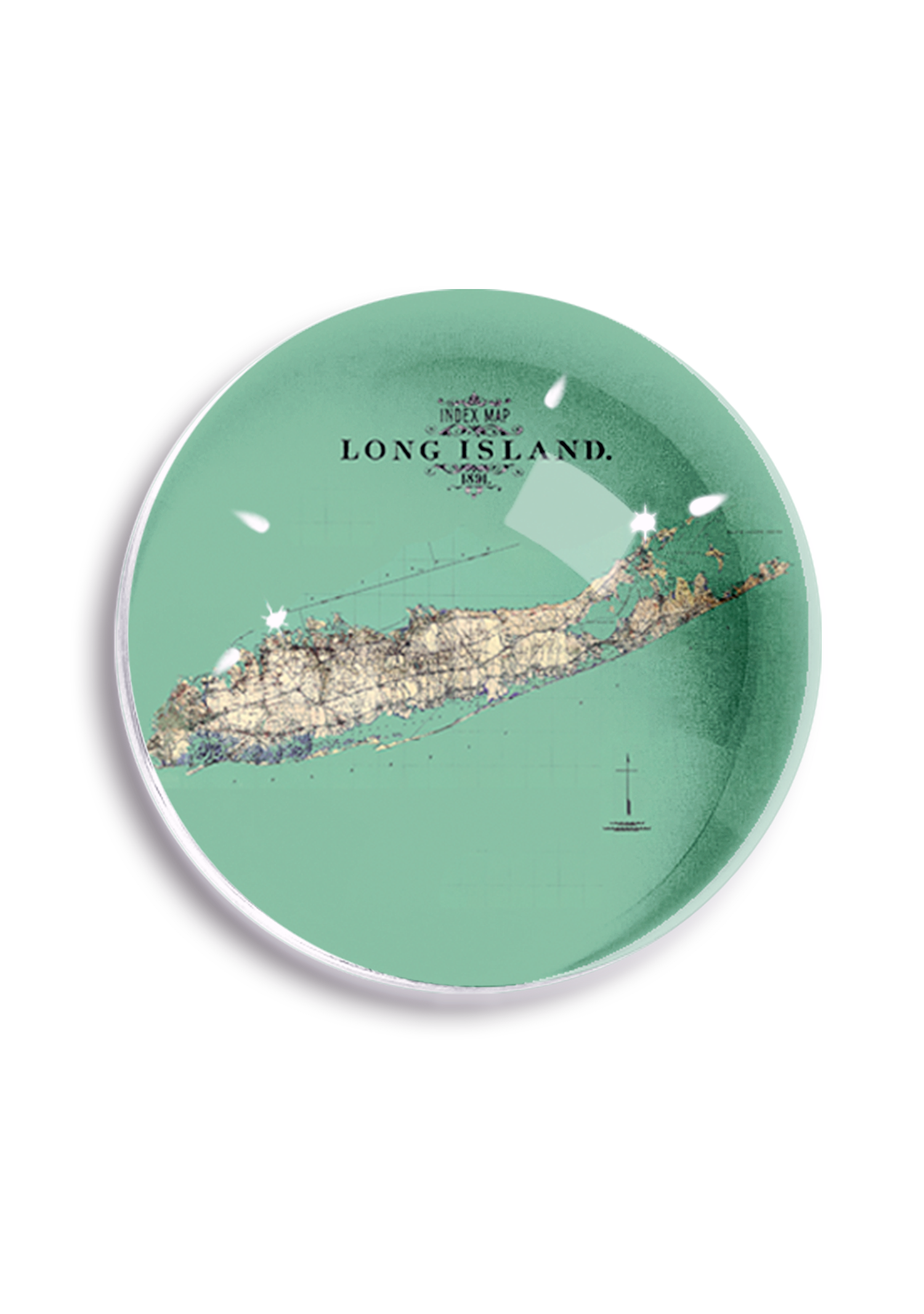 Long Island Sea Coast Map Decoupage Glass Tray