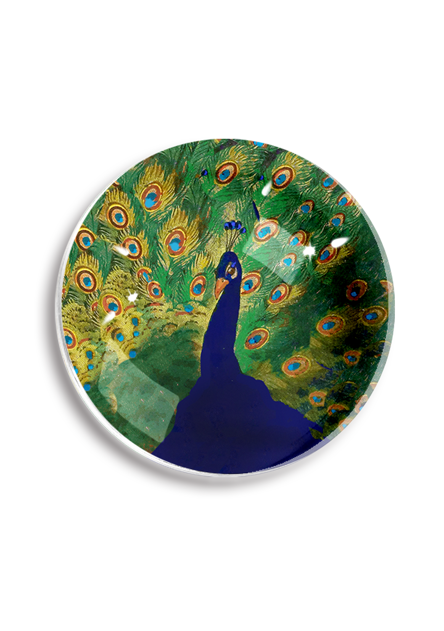 Royal Blue Provence Peacock Crystal Dome Paperweight