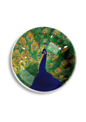 Royal Blue Provence Peacock Crystal Dome Paperweight
