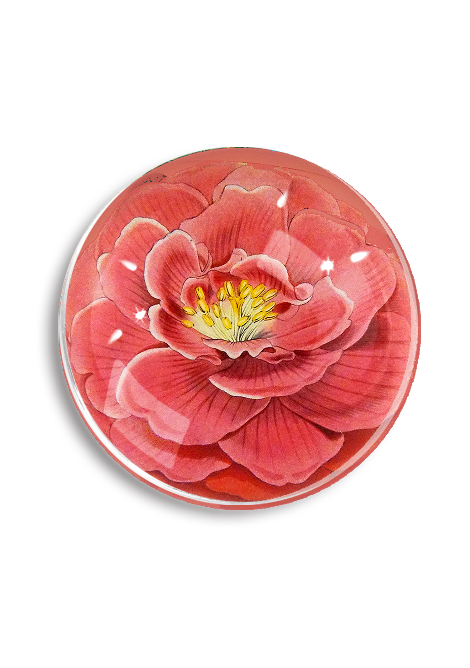 Blushing Camellia French Crystal Paperweight