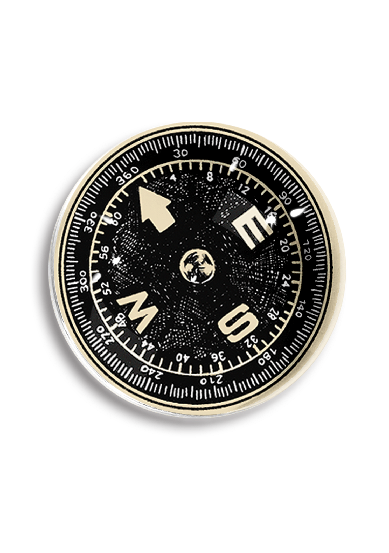 Vintage Compass Illustration Crystal Dome Paperweight