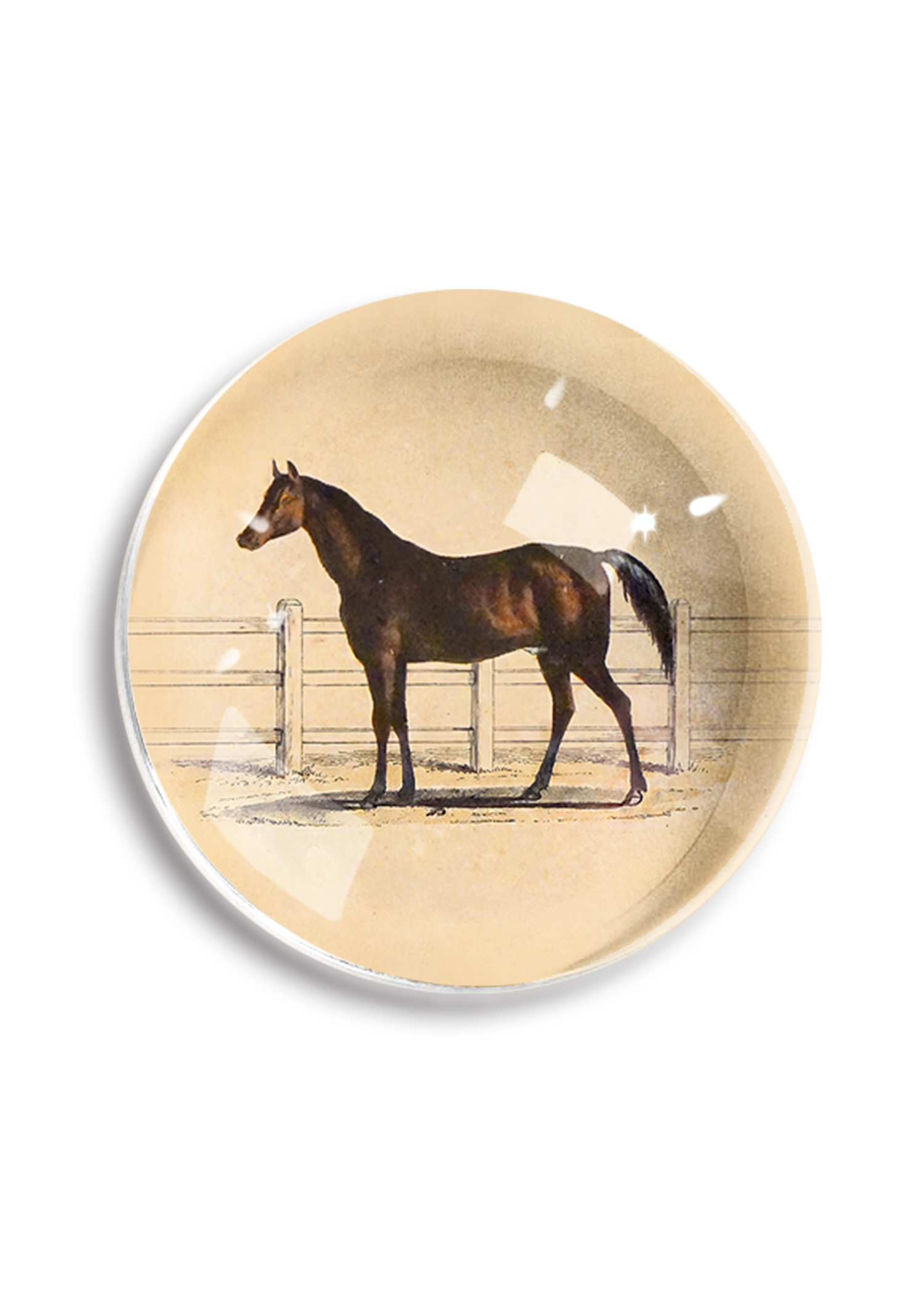 Vintage Noble Horse French Crystal Dome Paperweight