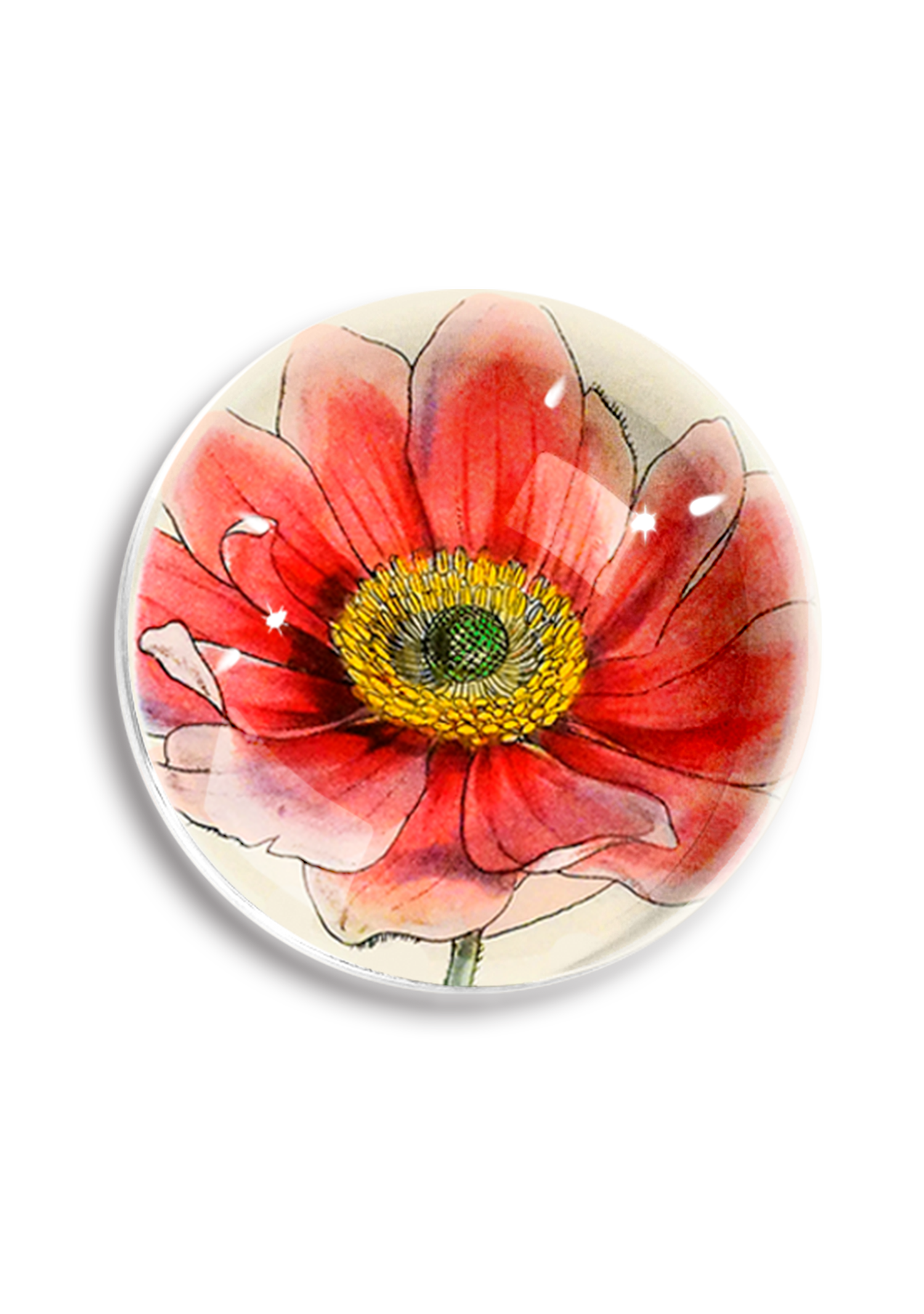 Jennifer Pink Anemone French Crystal Paperweight