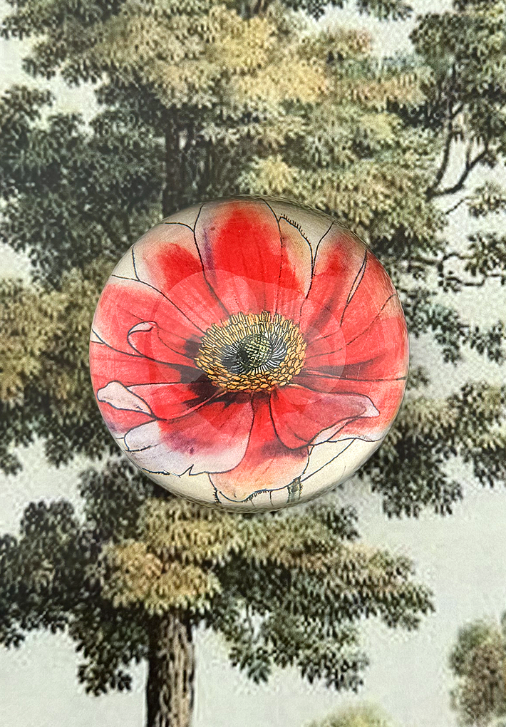 Jennifer Pink Anemone French Crystal Paperweight
