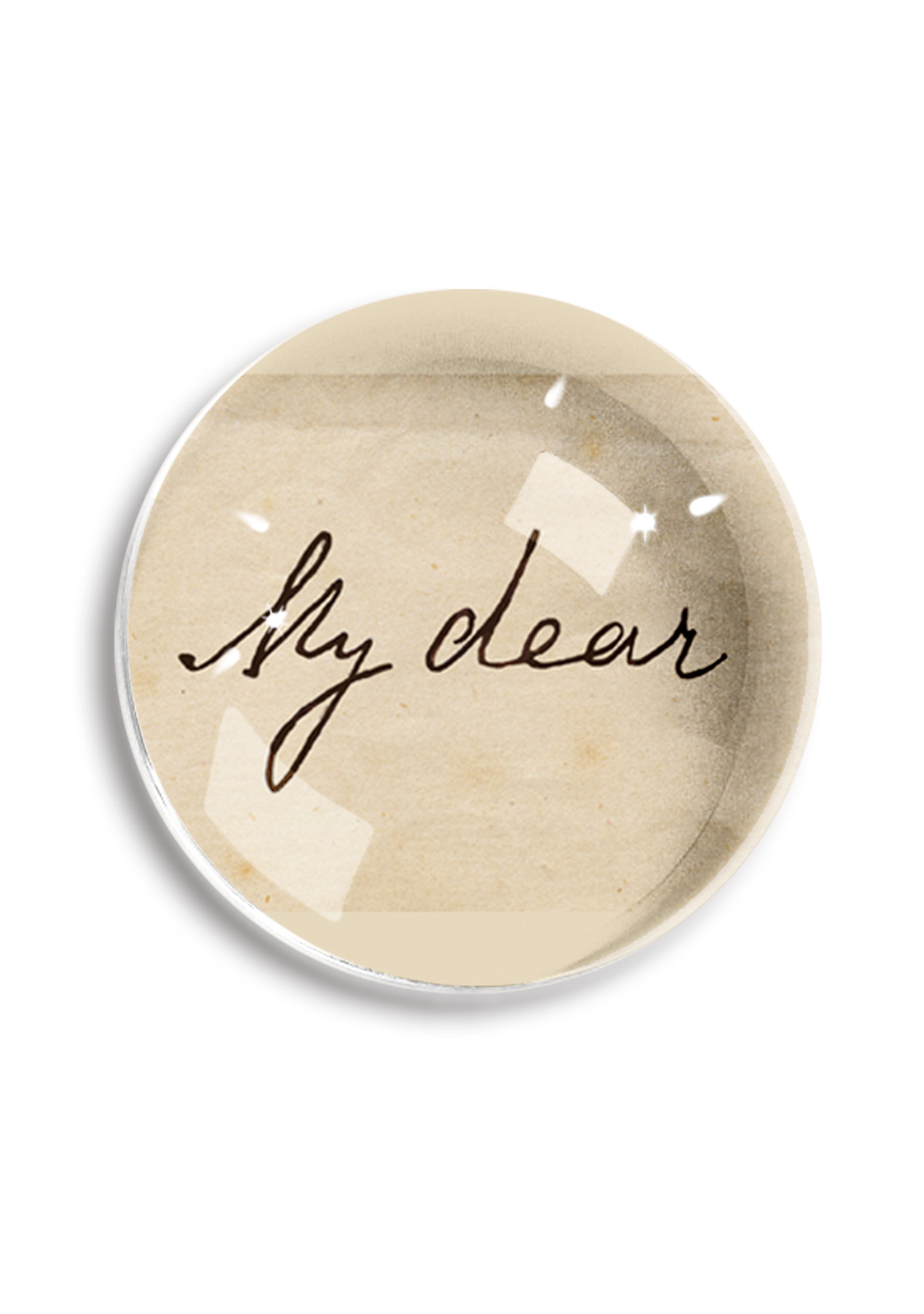 "My Dear" Script Crystal Dome Paperweight