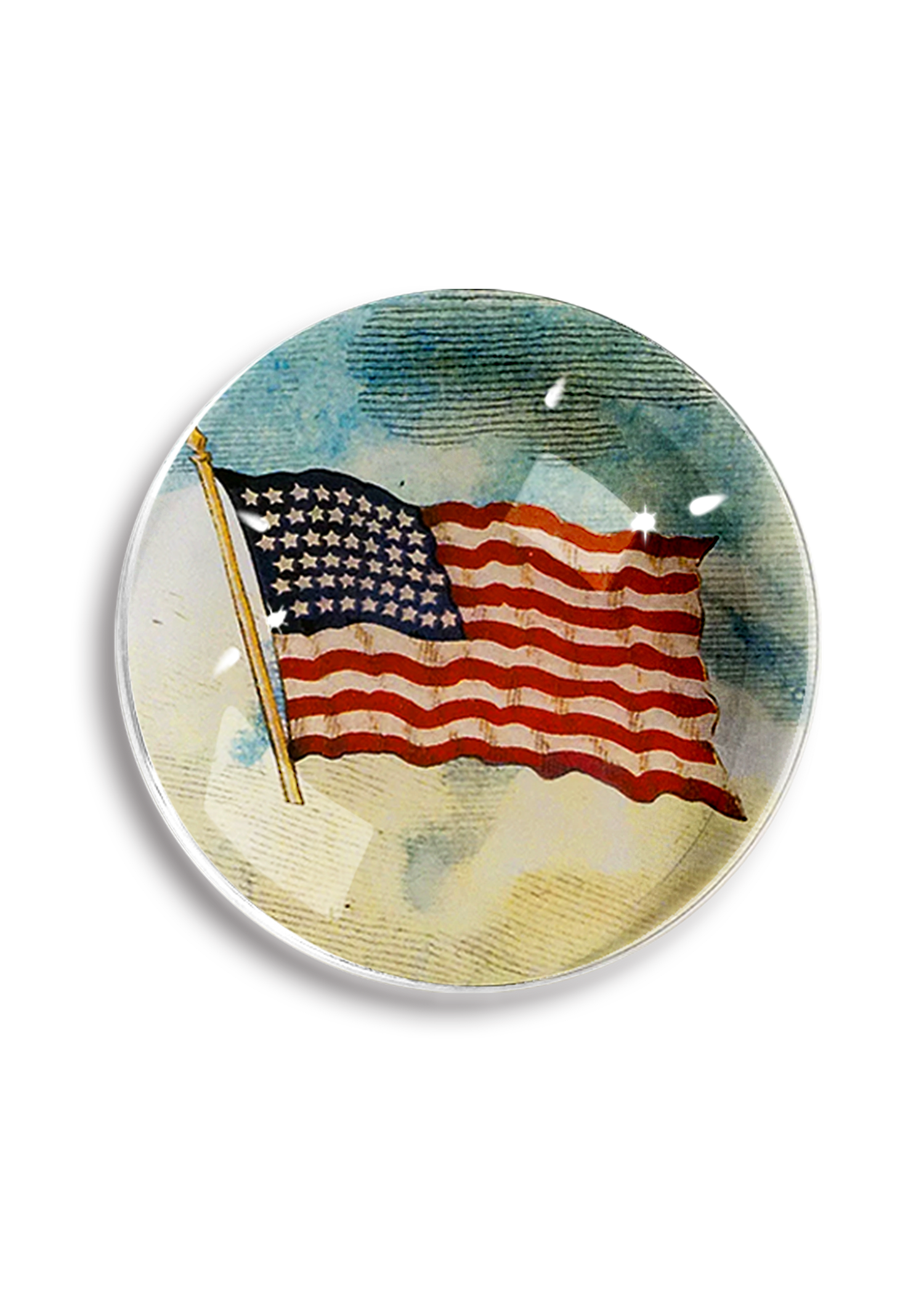 Old Glory American Flag Crystal Dome Paperweight