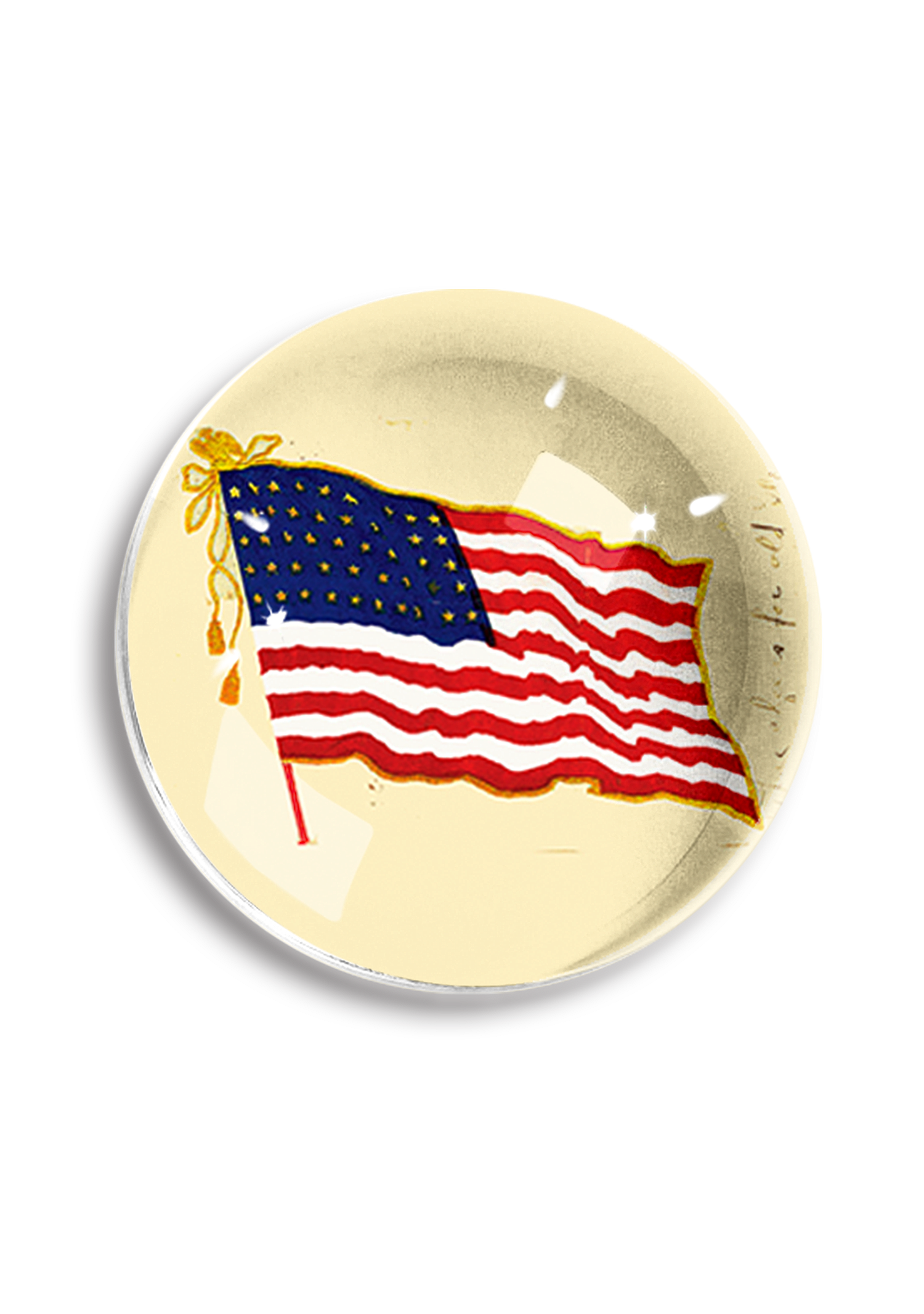 Flying American Flag Crystal Dome Paperweight