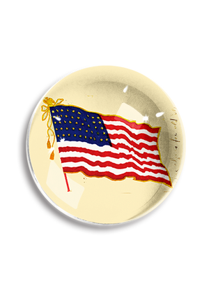 Flying American Flag Crystal Dome Paperweight