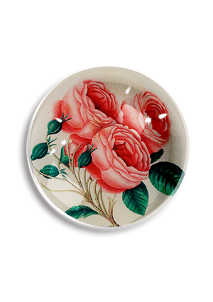 Three French Roses French Crystal Dome Paperweight