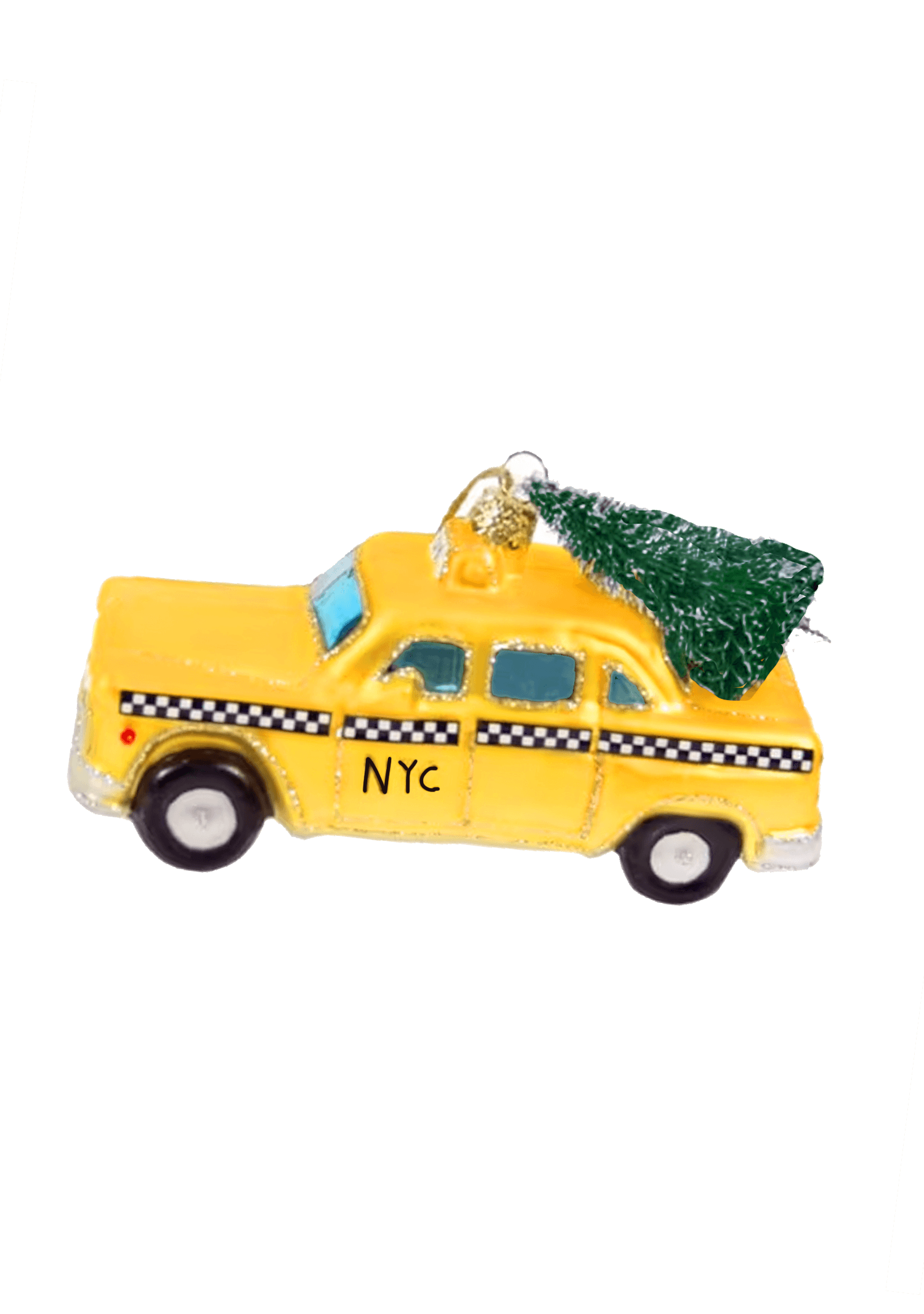 New York City Old Fashioned Yellow Taxi with Christmas Tree Christmas Ornament