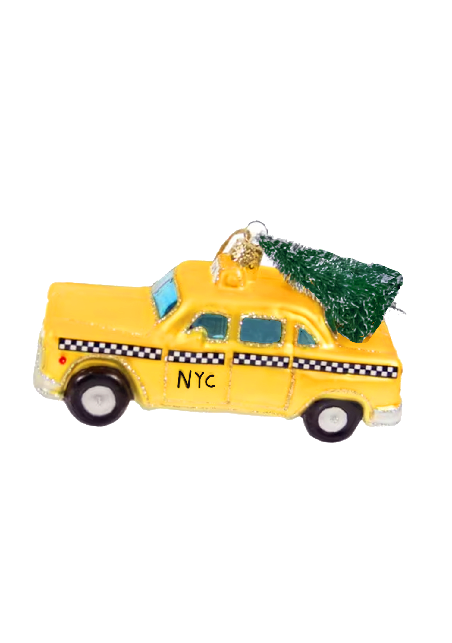 New York City Old Fashioned Yellow Taxi with Christmas Tree Christmas Ornament