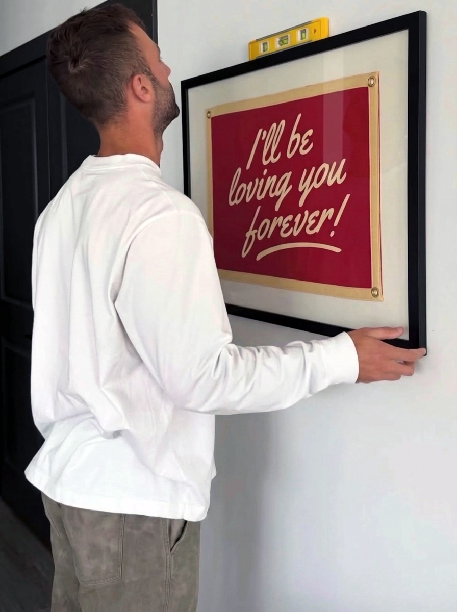 Handcrafted I'll Be Loving You Cut-And-Sewn Wool Felt Pennant Flag