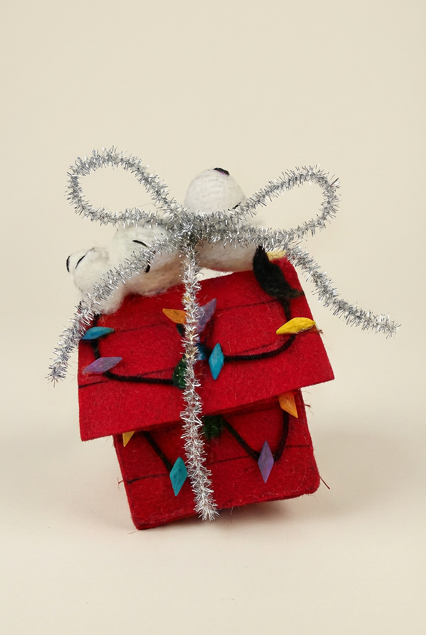 Hand-Sewn Felt Snoopy Christmas House Ornament