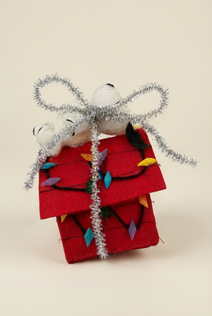 Hand-Sewn Felt Snoopy Christmas House Ornament