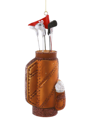 Golf Clubs Glass Christmas Ornament