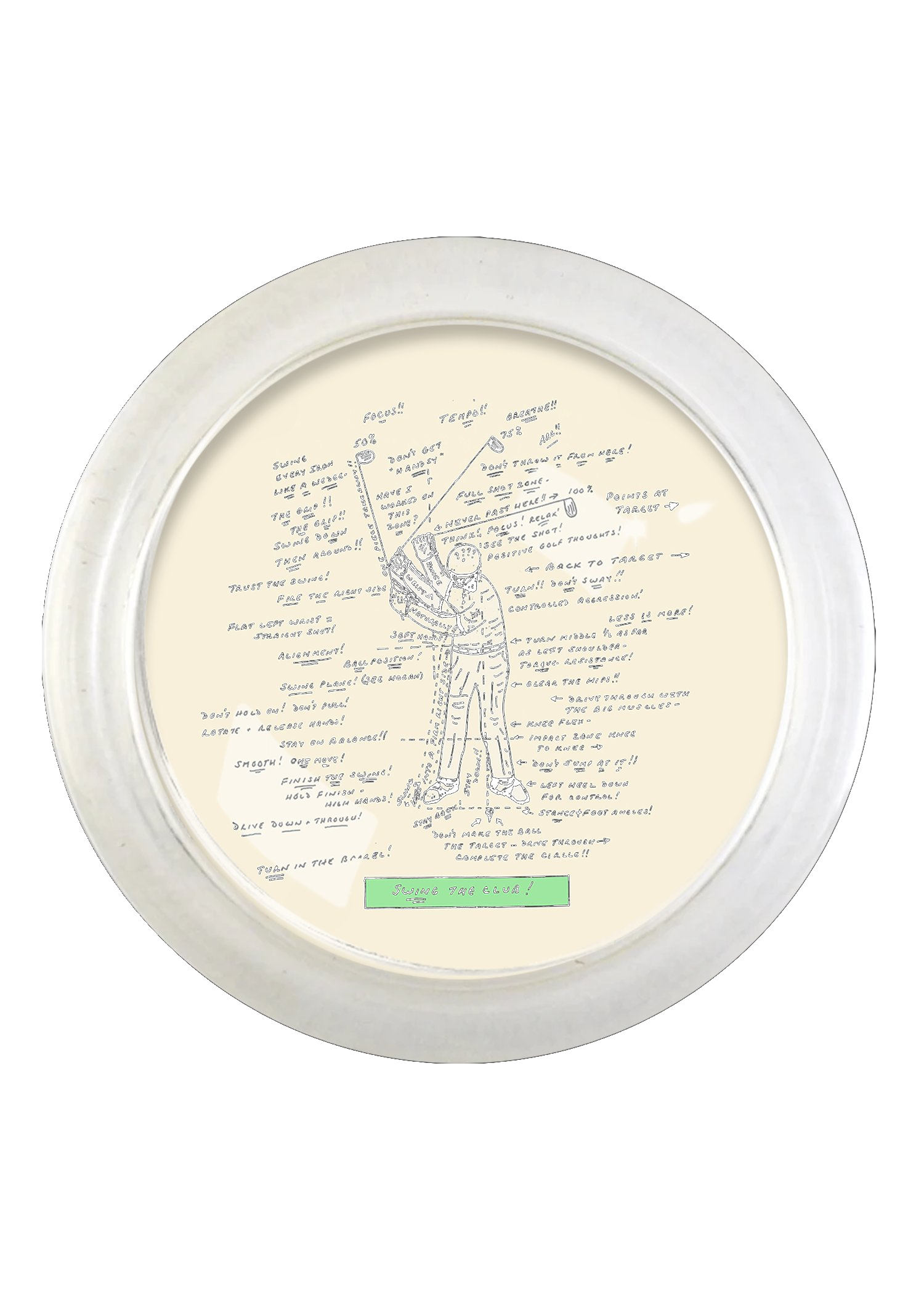 Golf Sketch 4" Round Glass Coaster