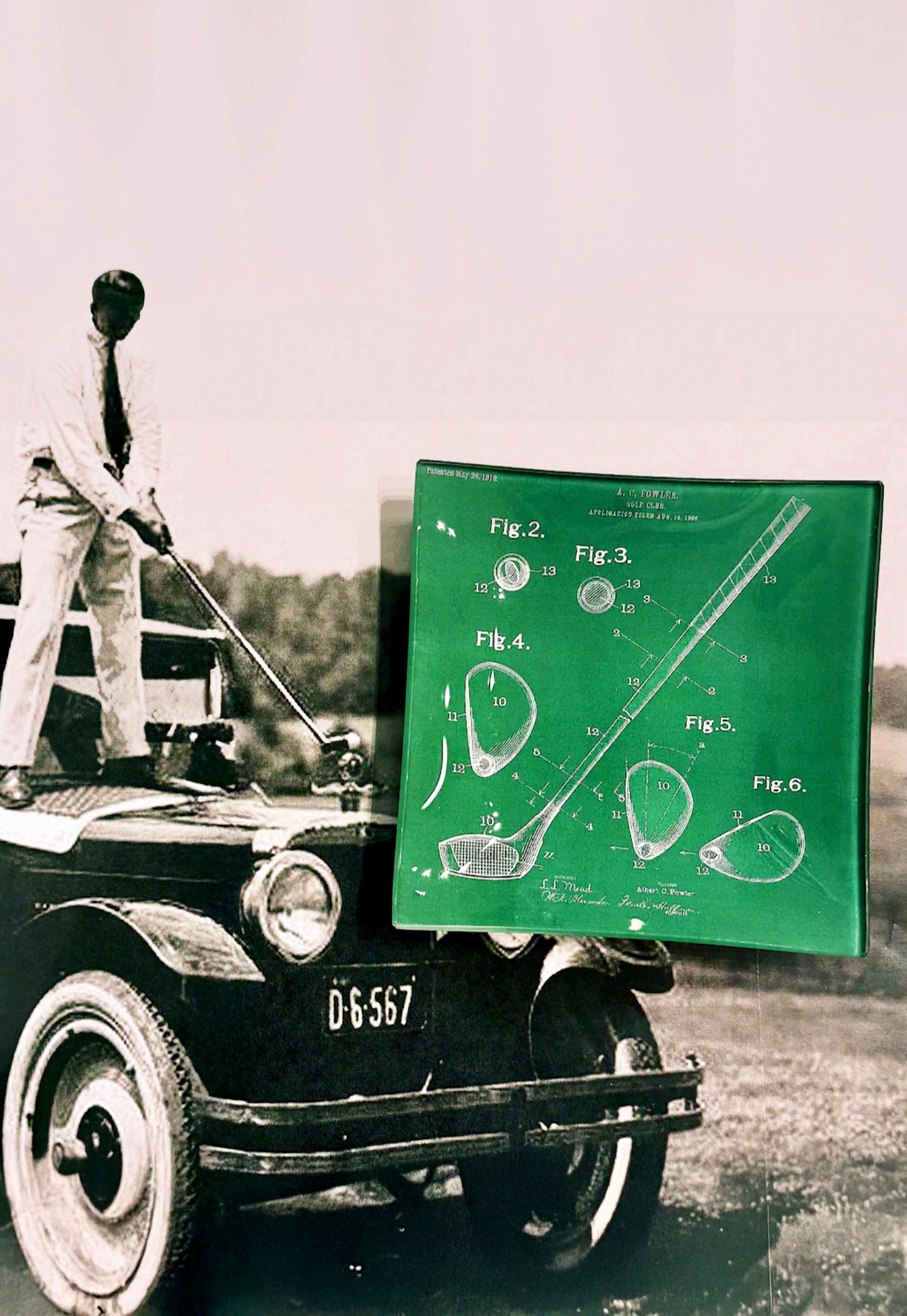 Golf Club Rendering Decoupage Glass Tray - Bensgarden.com