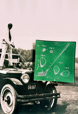 Golf Club Rendering Decoupage Glass Tray