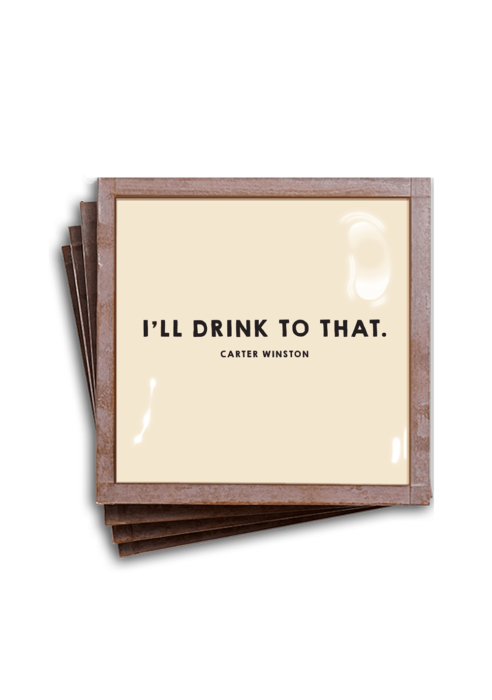 Bensgarden.com | I'll Drink To That Copper & Glass Coasters, Set of 4 - Ben's Garden. Made in New York City.
