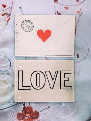 Love Outline Decoupage Glass Tray
