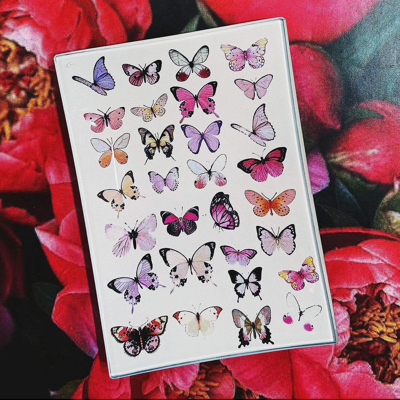 Pink Butterflies Decoupage Glass Tray