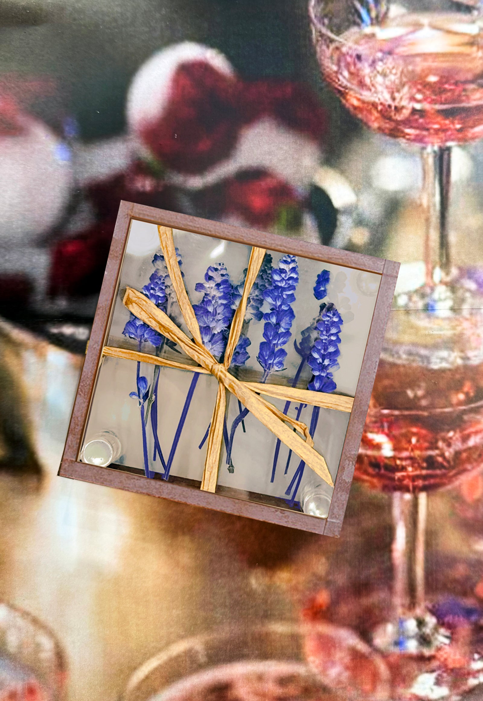 Lavender Copper & Glass Coasters, Set/ 4