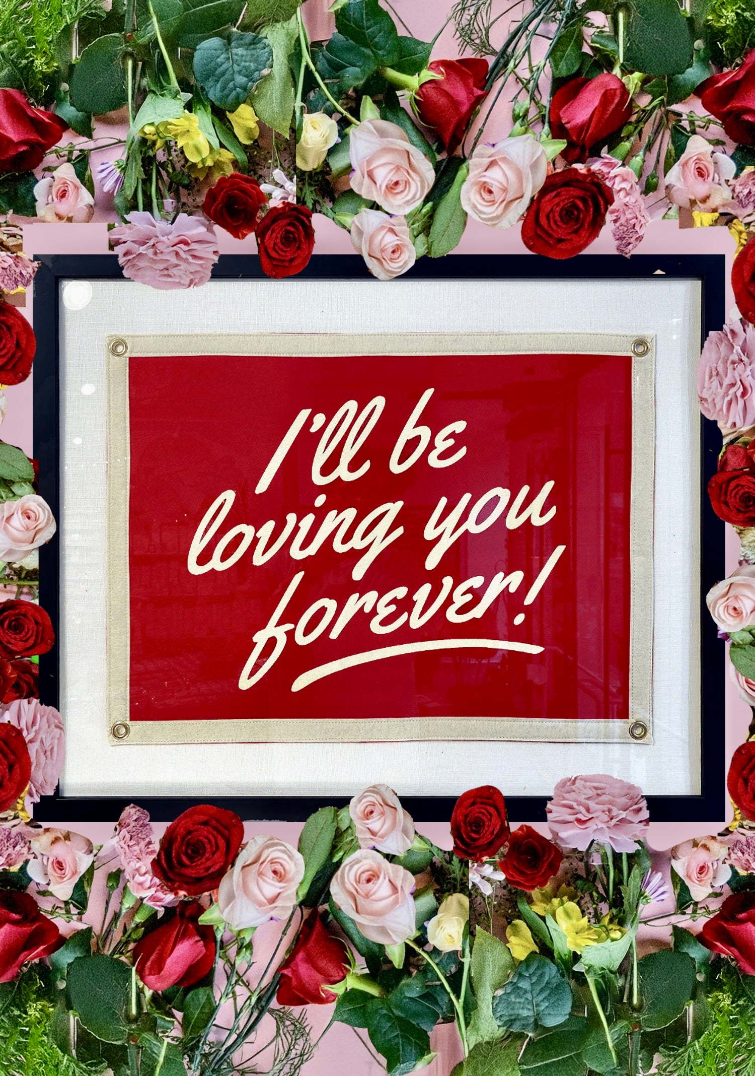 Handcrafted I'll Be Loving You Cut-And-Sewn Wool Felt Pennant Flag