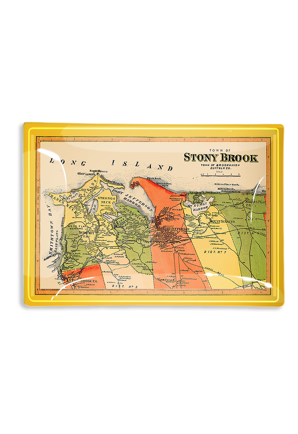 Bensgarden.com | 1894 Stony Brook Long Island Map Decoupage Glass Tray - Ben's Garden. Made in New York City.