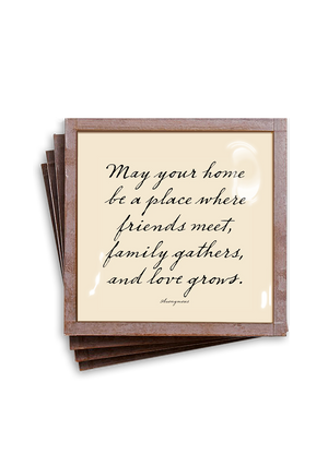 Bensgarden.com | May Your Home Copper & Glass Coasters, Set of 4 - Ben's Garden. Made in New York City.
