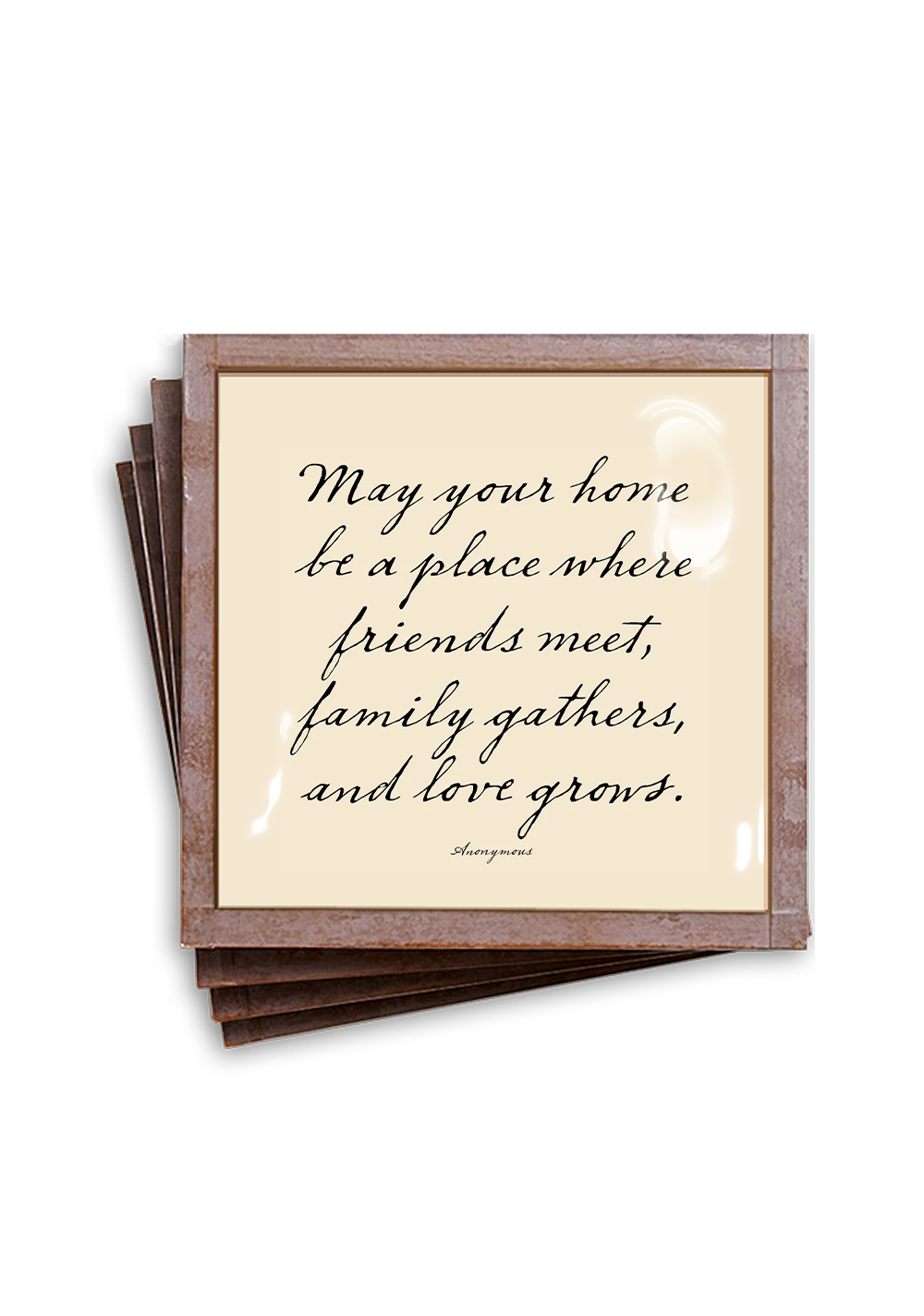 Bensgarden.com | May Your Home Copper & Glass Coasters, Set of 4 - Ben's Garden. Made in New York City.