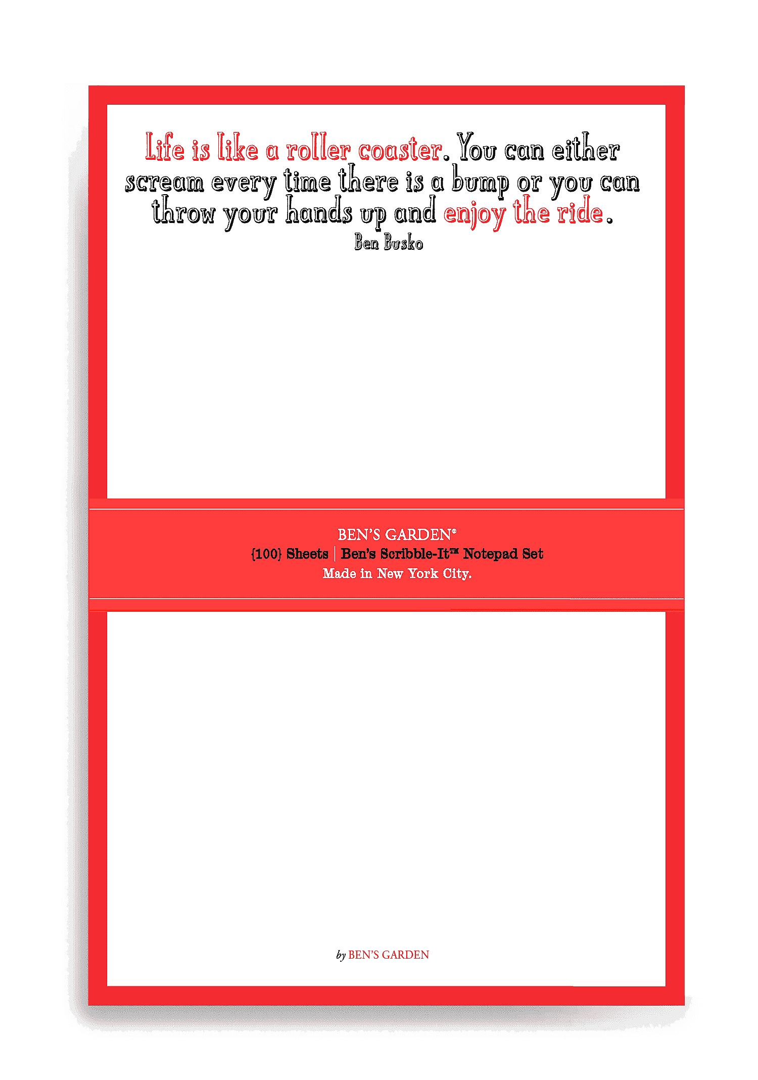 Life Is Like A Roller Coaster Scribble Notepad, Set/ 2