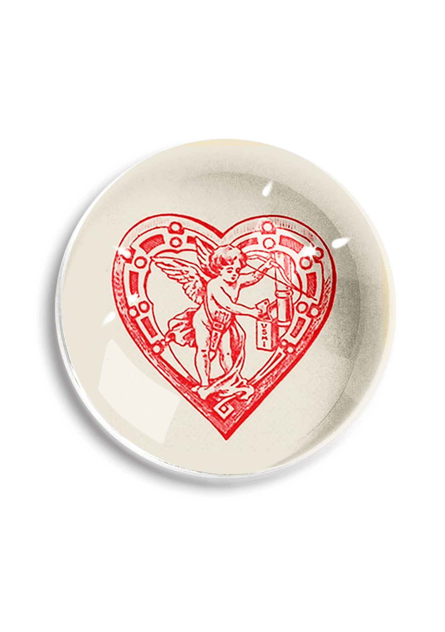 Cupid's Heart Crystal Dome Paperweight