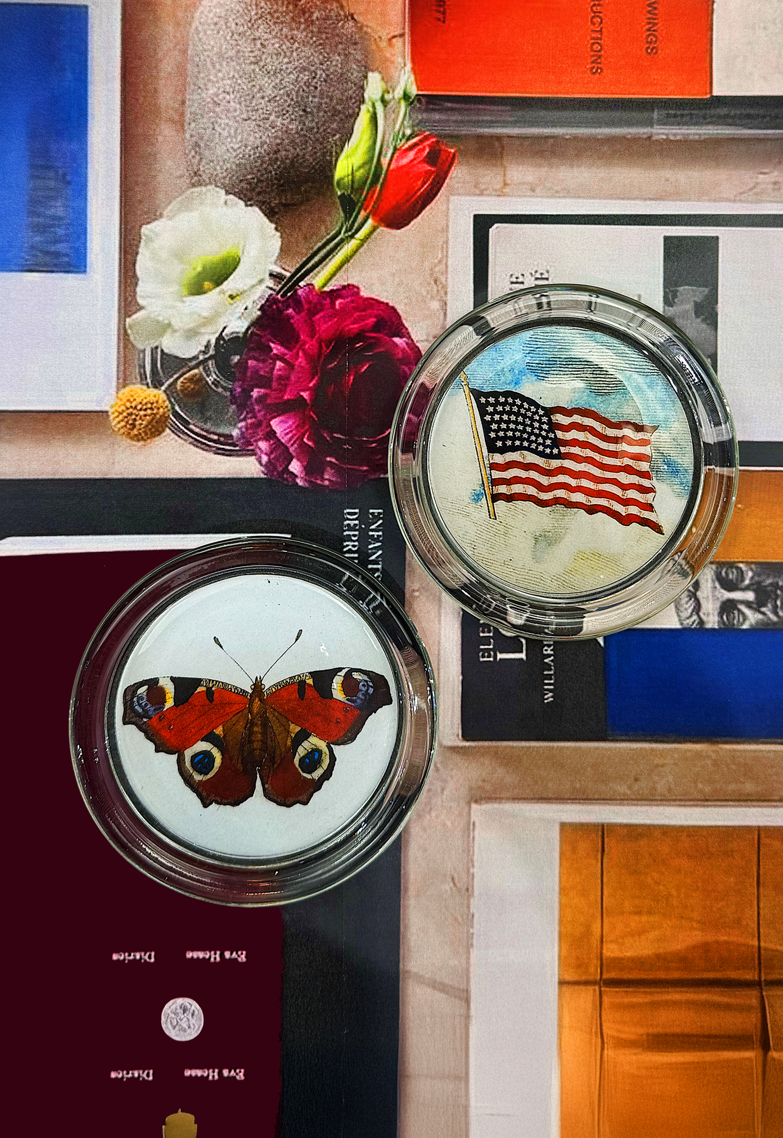 Old Glory American Flag 4" Round Glass Coaster