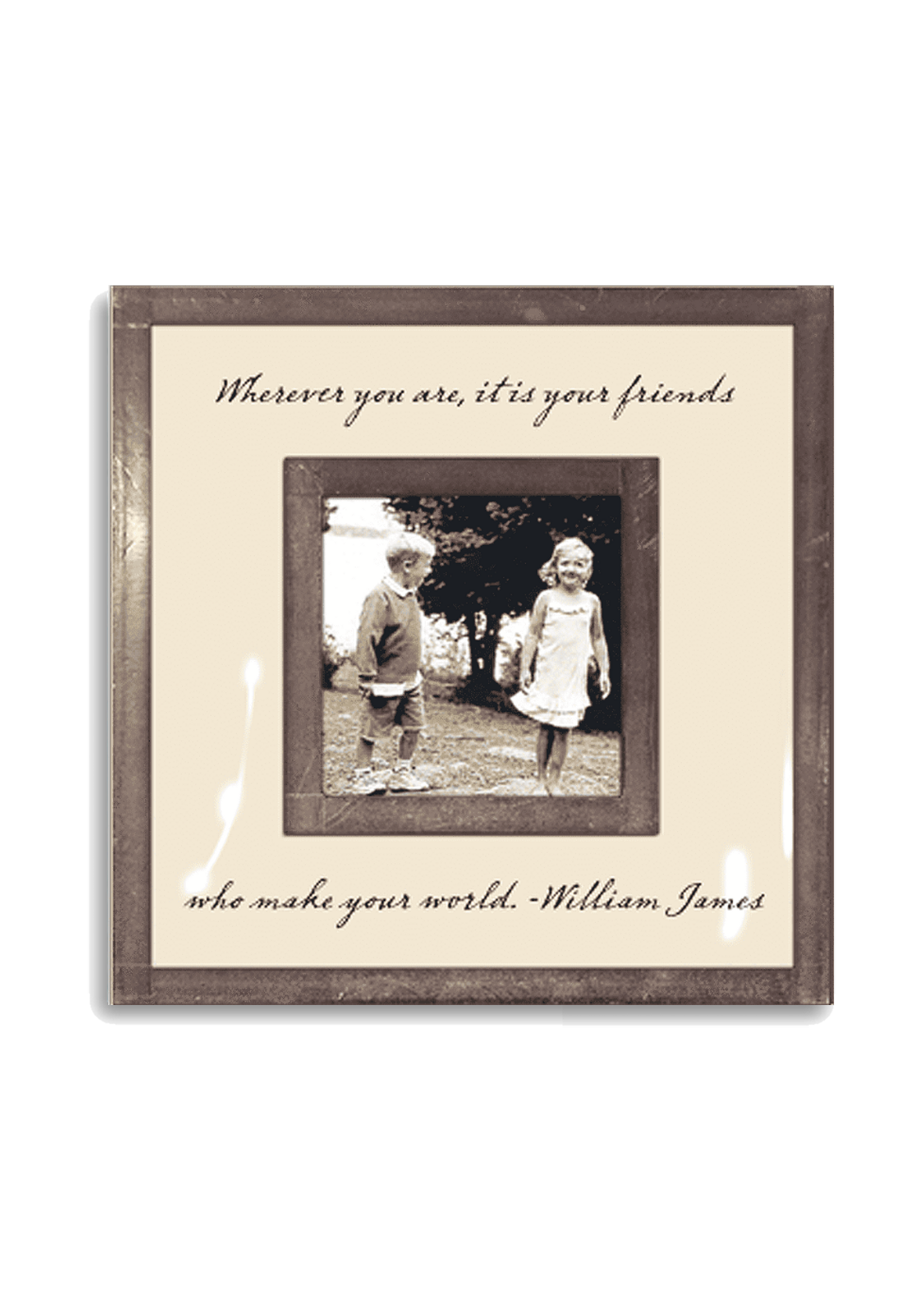 Bensgarden.com | Wherever You Are It Is Your Friends 3"x 3" Copper & Glass Photo Frame - Ben's Garden. Made in New York City.