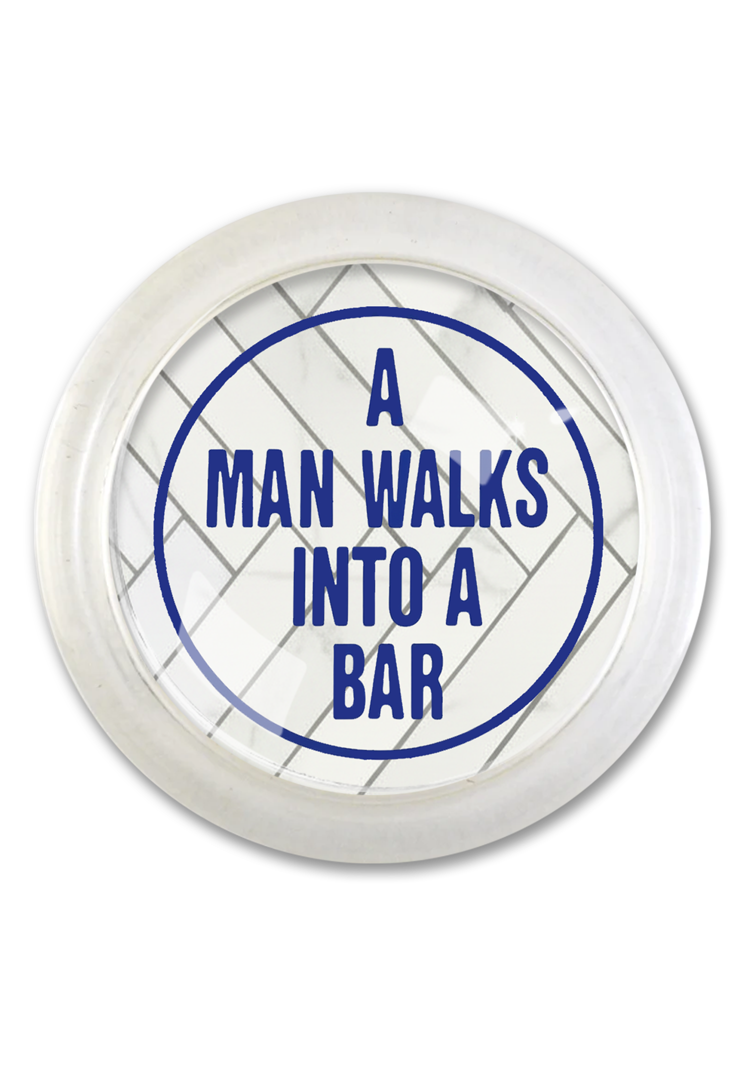 A Man Walks Into A Bar 4" Round Glass Coaster