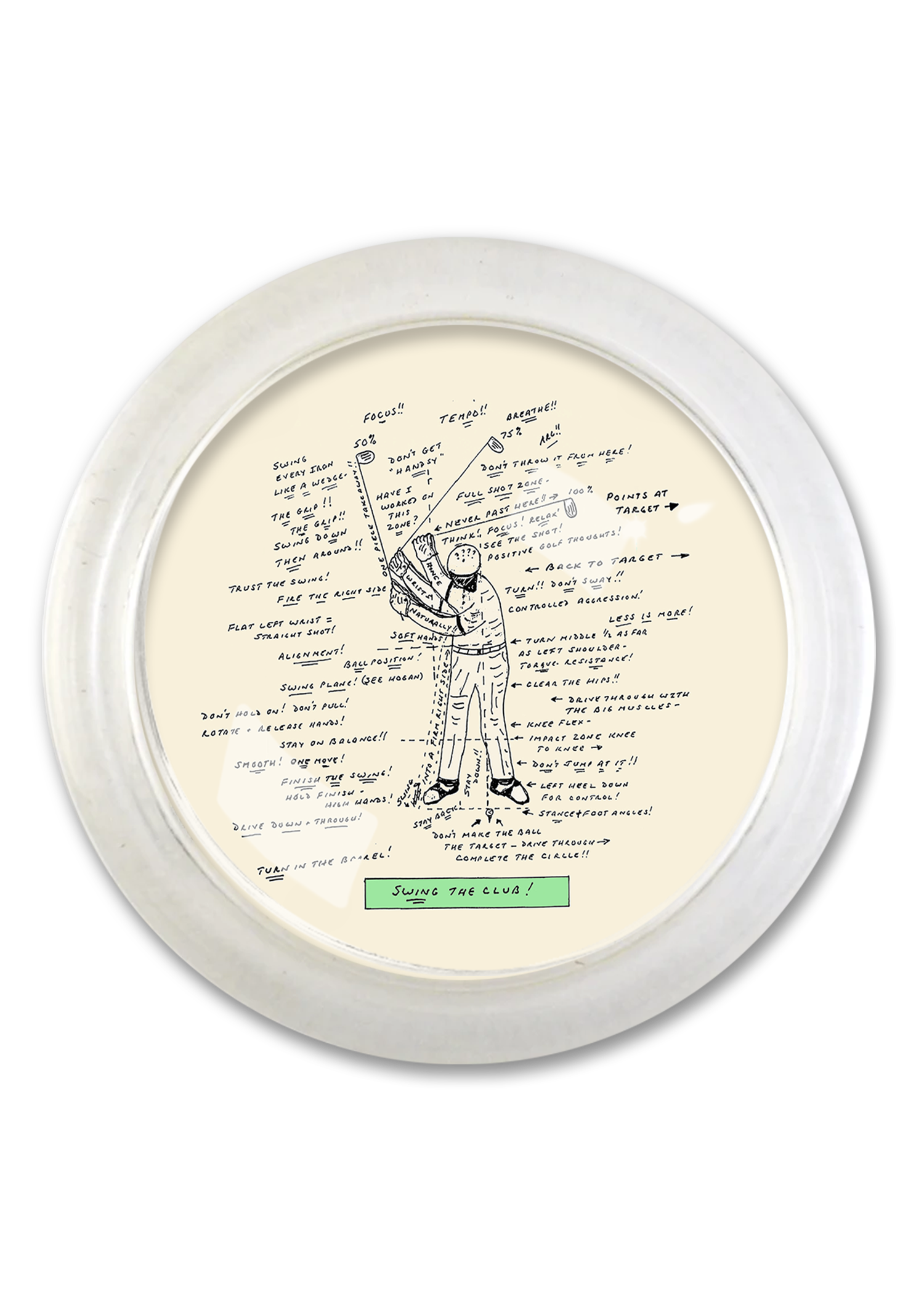 Golf Sketch 4" Round Glass Coaster