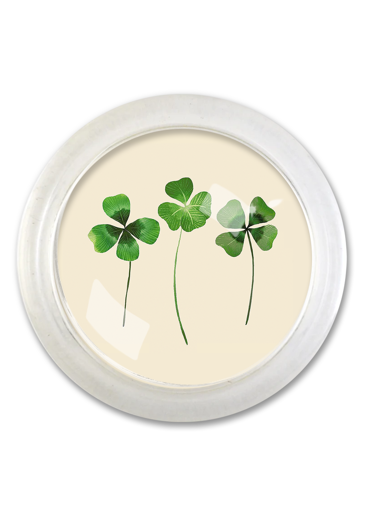 Lucky Clovers 4" Round Glass Coaster