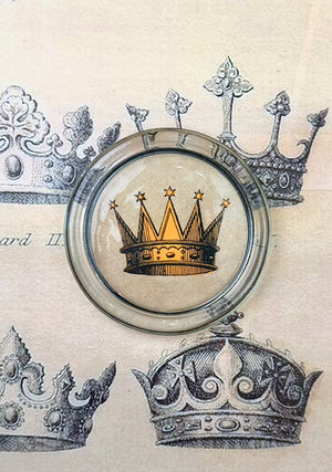 17th Century Sun Crown 4" Round Glass Coaster