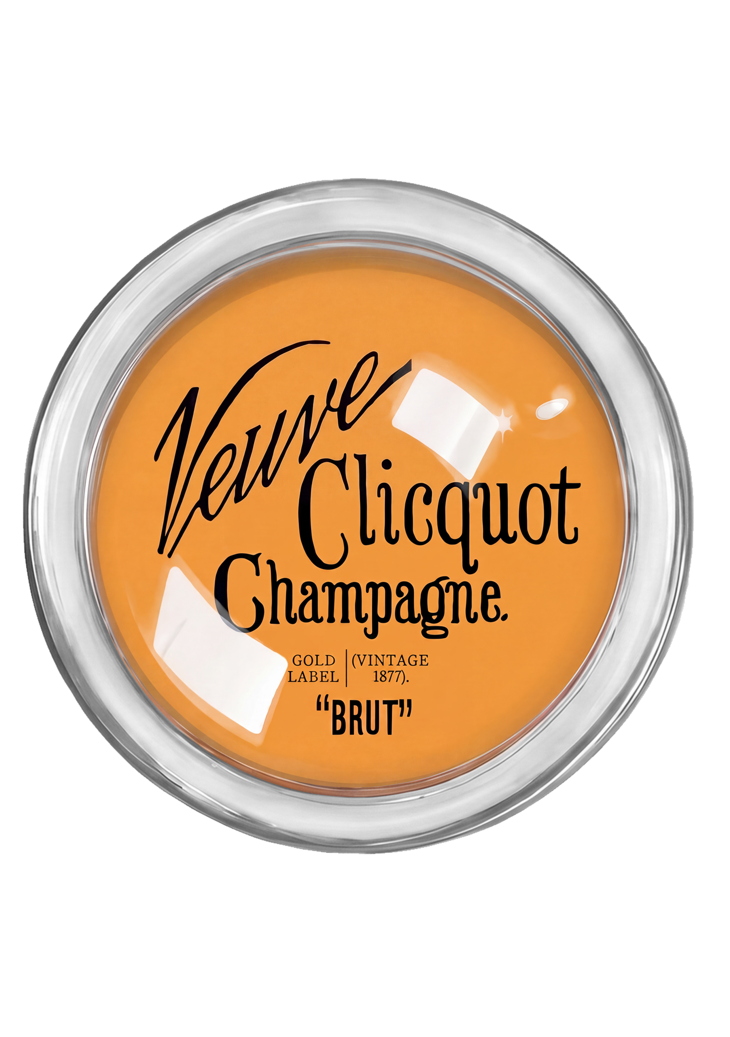 Veuve Clicquot Brut Text 4" Round Glass Coaster